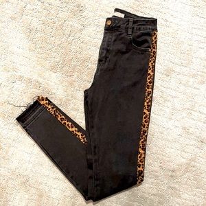 EUC Tractr Girl’s Black Jeans w/ Leopard Detail (12)